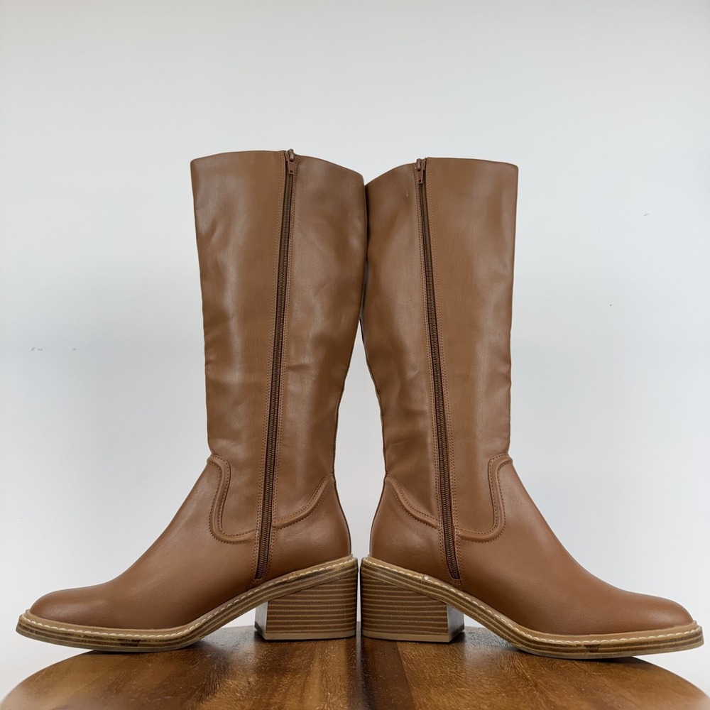 Womens Steven New York Calda Brown Faux Leather Knee High‎ Riding Boots Size 9.5 - Picture 7 of 10